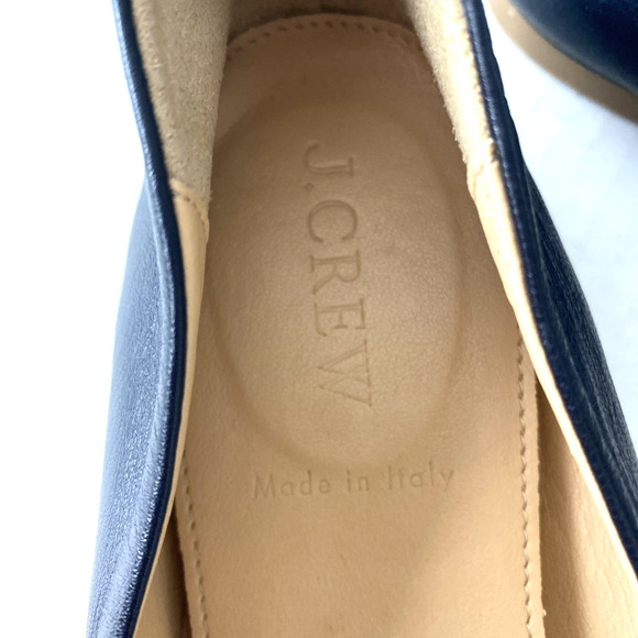 J Crew Cece Flat Ballet Navy Blue Leather Round Toe Slip On Italy 7.5 - Picture 7 of 8